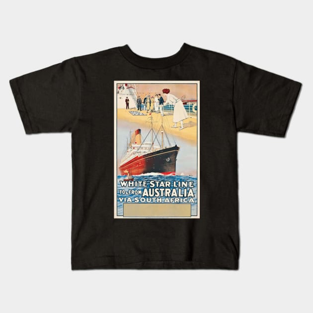 Montague Birrell Black: WHITE STAR LINE TO & FROM AUSTRALIA Kids T-Shirt by Donkeh23